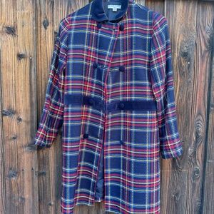 Brooks Brothers Kids Plaid Pea Coat - Blue and Red
